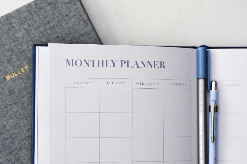 Empty monthly planner