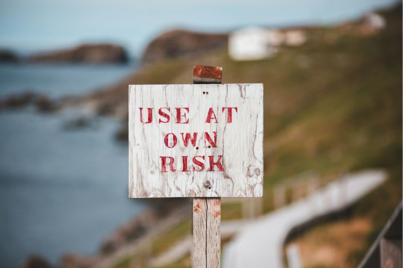 Sign that reads "use at own risk"